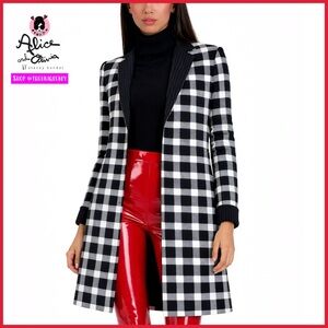 Alice + Olivia Kylie Notch Collar Pinstripe Plaid Reversible Blazer Jacket